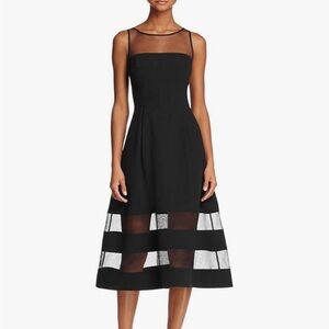 Aidan Mattox Bateau Neck Ottoman Fit-and-Flare Black Dress - Size 0/00